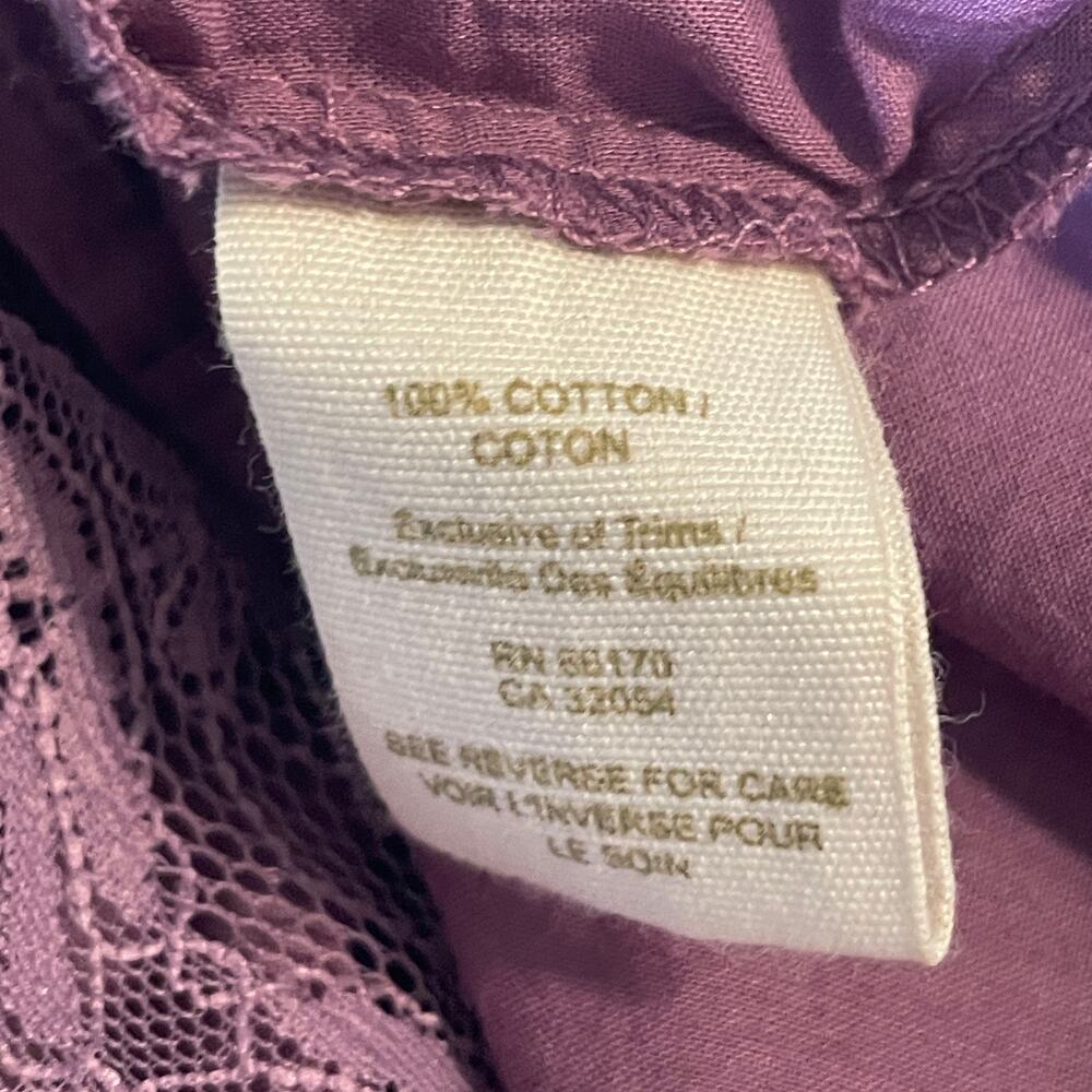 Free People Pintucked Button Top Womens Large Dusty Purple Lacy Cotton Blouse - Picture 6 of 9